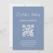 Dusty Blue Elegant Script | QR Code Wedding RSVP Einladung (Vorderseite)