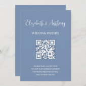 Dusty Blue Elegant Script | QR Code Wedding RSVP Einladung (Vorne/Hinten)