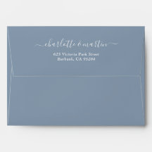 Dusty Blue Elegant Script Rücksendeadresse Wedding