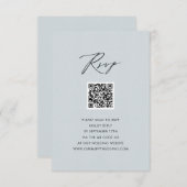 Dusty Blue Elegant Script Simple QR Wedding RSVP (Vorne/Hinten)