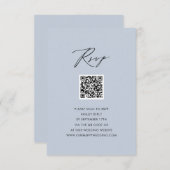 Dusty Blue Elegant Script Simple QR Wedding RSVP (Vorne/Hinten)