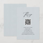 Dusty Blue Elegant Script Simple QR Wedding RSVP Karte (Vorne/Hinten)