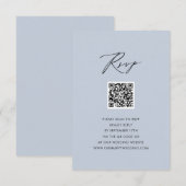 Dusty Blue Elegant Script Simple QR Wedding RSVP Karte (Vorne/Hinten)