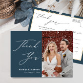 Dusty Blue Elegant Script Simple Wedding Vielen Da Postkarte