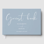 Dusty Blue Elegant Script Wedding Gästebuch (Vorderseite)