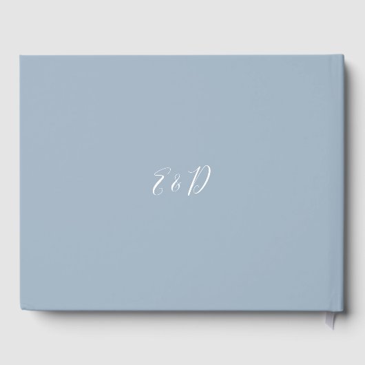 Dusty Blue Elegant Script Wedding Gästebuch (Rückseite)