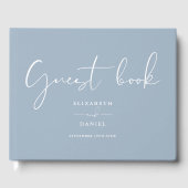 Dusty Blue Elegant Script Wedding Gästebuch (Vorderseite)