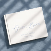 Dusty Blue Elegant Script Wedding Guest Book Gästebuch