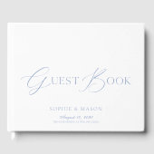 Dusty Blue Elegant Script Wedding Guest Book Gästebuch (Vorderseite)