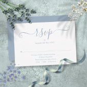 Dusty Blue Elegant Script Wedding RSVP Karte
