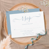 Dusty Blue Elegant Script Wedding RSVP Karte
