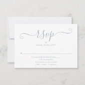 Dusty Blue Elegant Script Wedding RSVP Karte (Vorderseite)