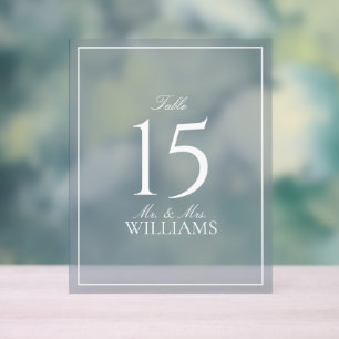 Dusty Blue Elegant Script Wedding Tischnummer Acrylschild
