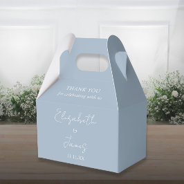 Dusty Blue Elegant Script Wedding Vielen Dank Geschenkschachtel