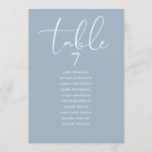 Dusty Blue Elegant Seating Plan Table Number Einladung (Rückseite)