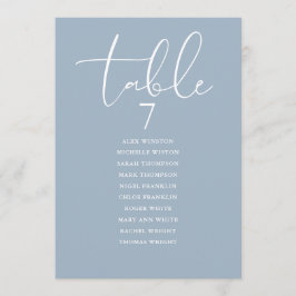 Dusty Blue Elegant Seating Plan Table Number Einladung