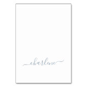 Dusty Blue Elegant Signature Name Platzkarten Tischnummer (Vorderseite)