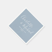 Dusty Blue Elegant Signature Wedding Serviette (Ecke)
