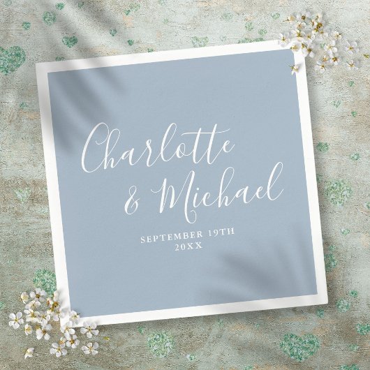 Dusty Blue Elegant Signature Wedding Serviette