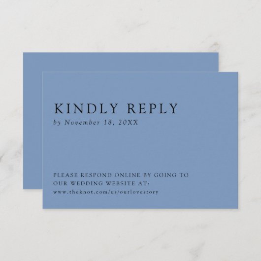 Dusty Blue Elegant Simple & Clean Online RSVP Karte (Vorne/Hinten)