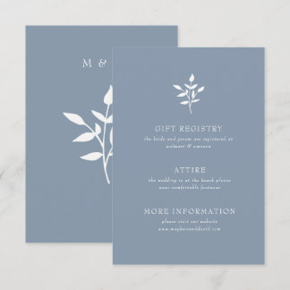 Dusty Blue Elegant Simple Modern Botanical Wedding Begleitkarte