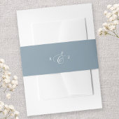 Dusty Blue Elegant Simple Monogram Wedding Einladungsbanderole