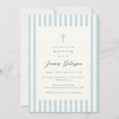 Dusty Blue Elegant Taufe Boy Einladung (Vorderseite)