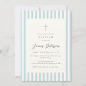 Dusty Blue Elegant Taufe Boy Einladung (Vorderseite)
