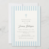 Dusty Blue Elegant Taufe Boy Einladung (Vorderseite)