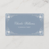 Dusty Blue Elegant Vintag Calligraphy QR Code Visitenkarte (Vorderseite)
