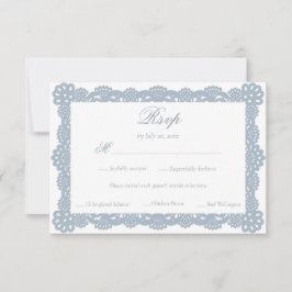 Dusty Blue Elegant Vintage Victorian Lace Wedding  RSVP Karte