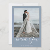 Dusty Blue Elegant Wedding Danke Card Einladung (Vorderseite)