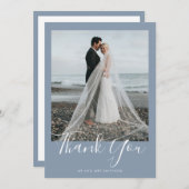 Dusty Blue Elegant Wedding Danke Card Einladung (Vorne/Hinten)