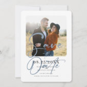 Dusty Blue Elegant Wedding Foto Save the Date (Vorderseite)