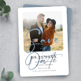 Dusty Blue Elegant Wedding Foto Save the Date