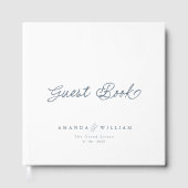Dusty Blue Elegant Wedding Guest Book with Names Gästebuch (Vorderseite)