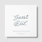 Dusty Blue Elegant Wedding Guest Book with Names Gästebuch (Vorderseite)
