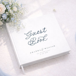 Dusty Blue Elegant Wedding Guest Book with Names Gästebuch