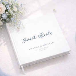 Dusty Blue Elegant Wedding Guest Book with Names Gästebuch