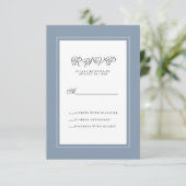 Dusty Blue Elegant Wedding Moderne Replik Einladun RSVP Karte (Stehend Vorderseite)