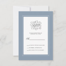 Dusty Blue Elegant Wedding Reply Chic Enclosure RSVP Karte