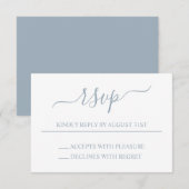 Dusty Blue Elegant Wedding RSVP Karte (Vorne/Hinten)