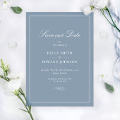 Dusty Blue Elegant Wedding Save the Date Einladung