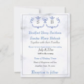 Dusty Blue Elegant White Gray Blumenherz Hochzeit Save The Date (Vorderseite)
