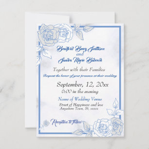 Dusty Blue Elegant White Gray Blumenherz Hochzeit Save The Date