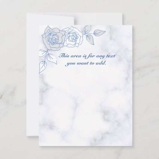 Dusty Blue Elegant White Gray Blumenherz Hochzeit Save The Date (Rückseite)