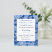 Dusty Blue Elegant White Gray Blumenherz Hochzeit Save The Date (Stehend Vorderseite)
