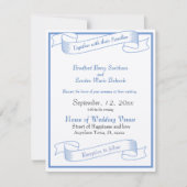 Dusty Blue Elegant White Gray Blumenherz Hochzeit Save The Date (Vorderseite)