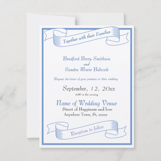 Dusty Blue Elegant White Gray Blumenherz Hochzeit Save The Date (Vorderseite)