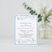 Dusty Blue Elegant White Gray Blumenherz Hochzeit Save The Date (Stehend Vorderseite)